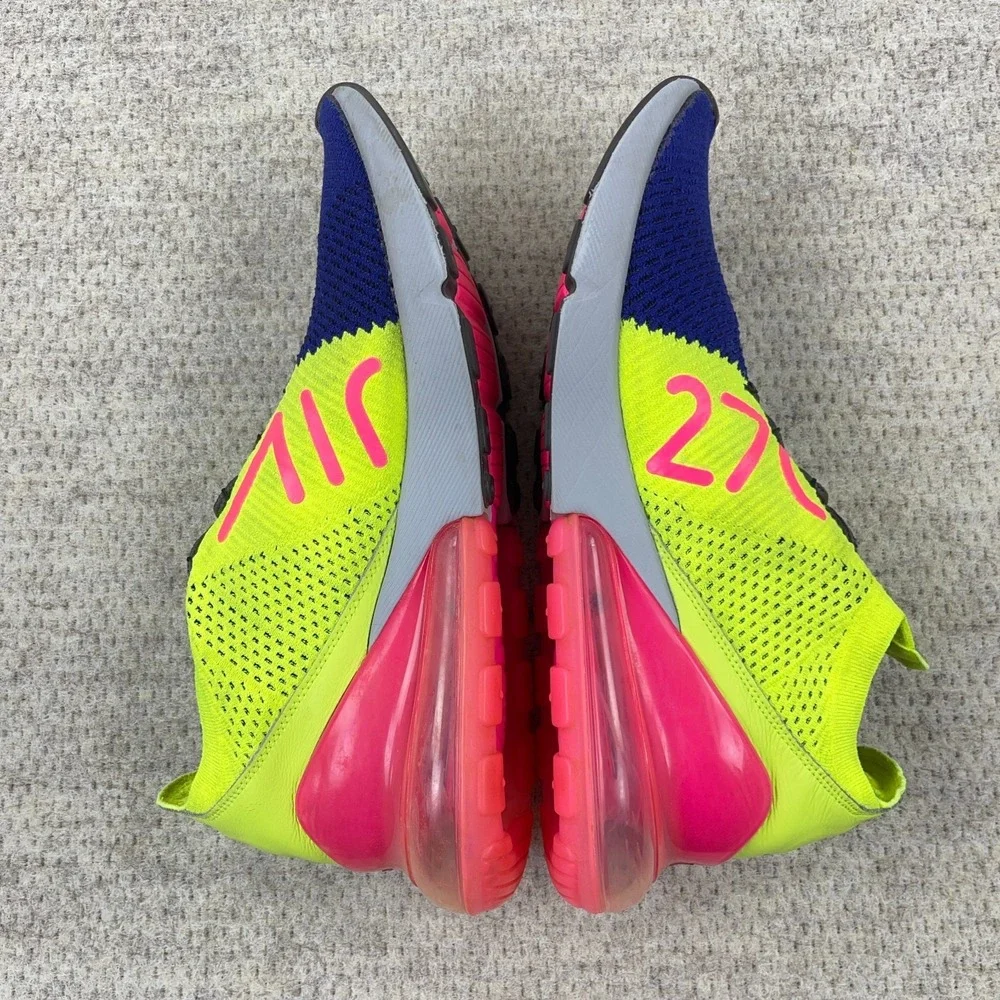 Nike‎ Air Max 270 Flyknit Men's 10.5 Blue Pink Green Volt A01023-501